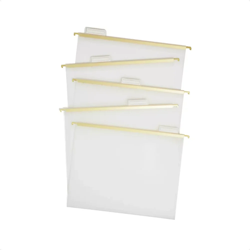 U Brands 5ct Frosted Poly Hanging File Folder with Gold Rods