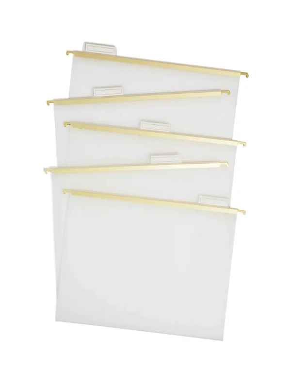 U Brands 5ct Frosted Poly Hanging File Folder with Gold Rods