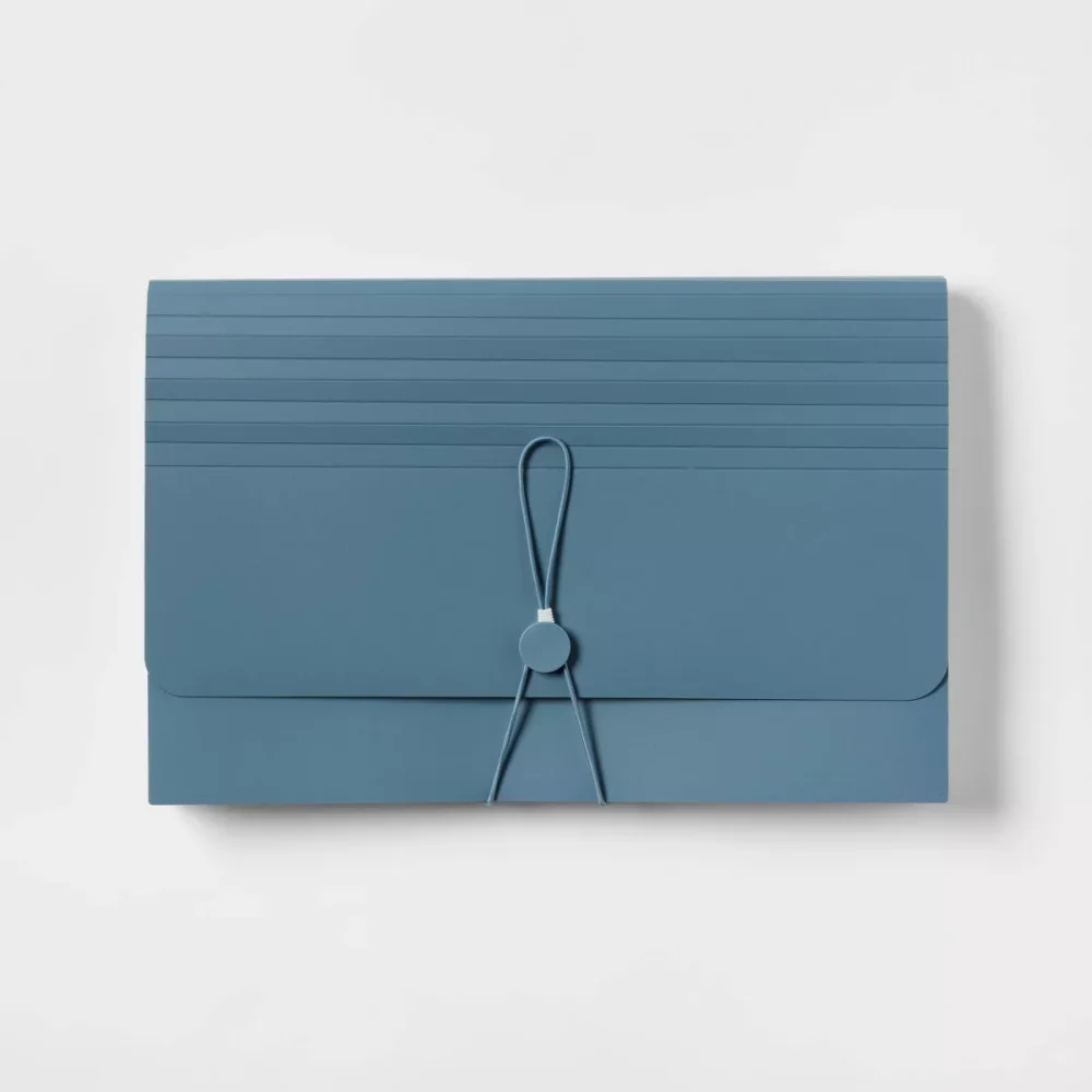 24 Pocket Expanding File Folder Legal Size Slate Blue