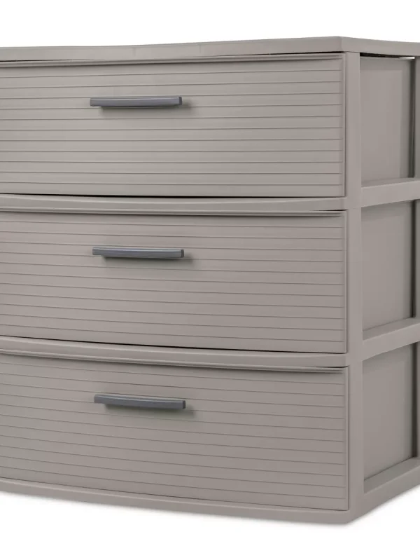 3 Drawer Wide Tower Light Gray - Brightroom™: Plastic Storage Drawers, Portable Universal Storage, No Assembly Required